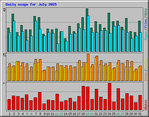 Daily usage for July 2025
