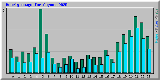 Hourly usage for August 2025